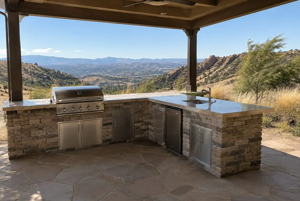 Illustration: a typical Canyon Country backyard with an outdoor kitchen
